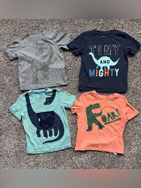 Carter's Navy, Gray, Mint, and Orange Dinosaur Graphic 2T Tee Set